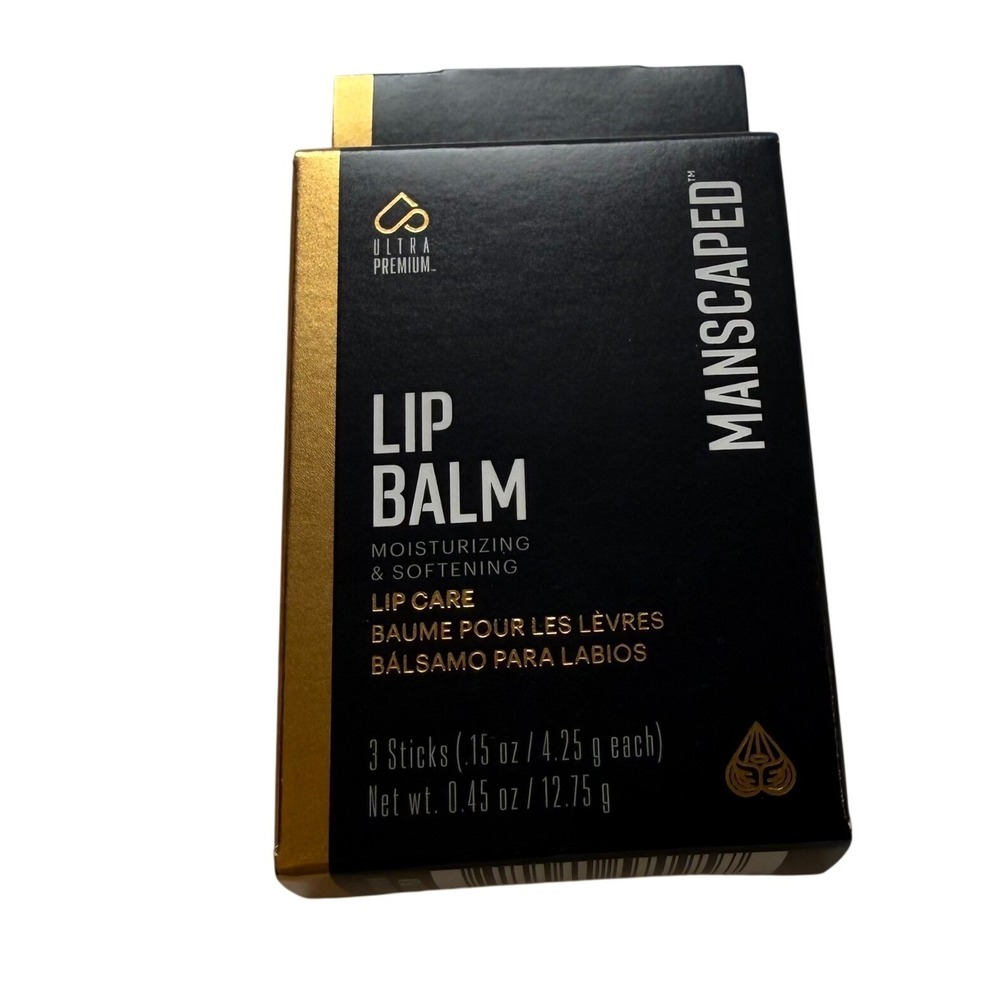 Manscaped UltraPremium‎ Lip Balm 3 Pack Moisturizing Vegan Matte Lip Care NEW